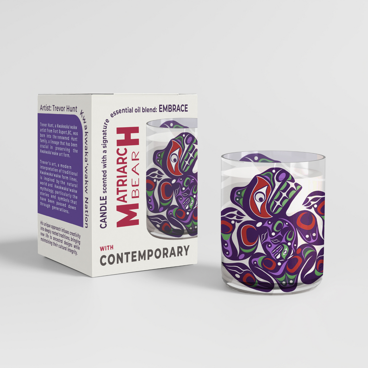 Scented Candle with 'Matriarch Bear' by Trevor Hunt (Kwakwaka'wakw Nation)