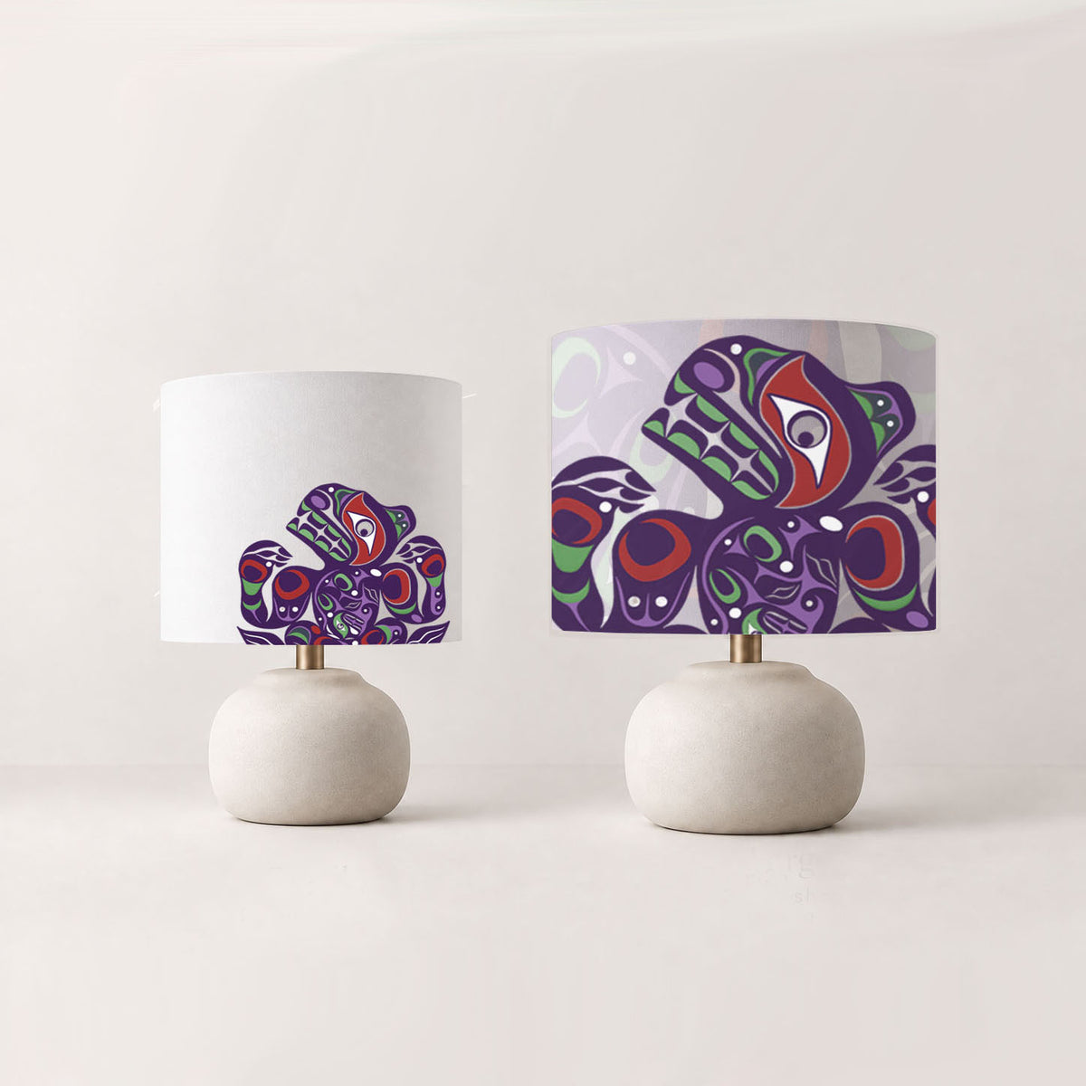 Matriarch Bear Cotton Drum Lampshade | Trevor Hunt, Kwakwaka'wakw