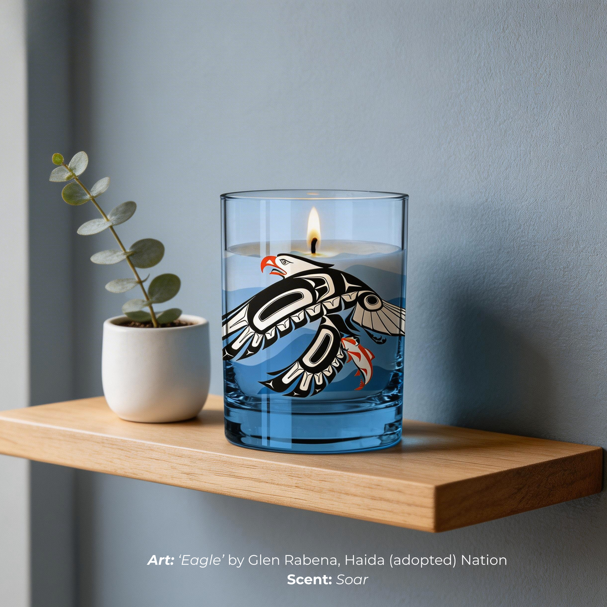 Scented Candle with 'Eagle' by Glen Rabena (adopted into Haida Nation)