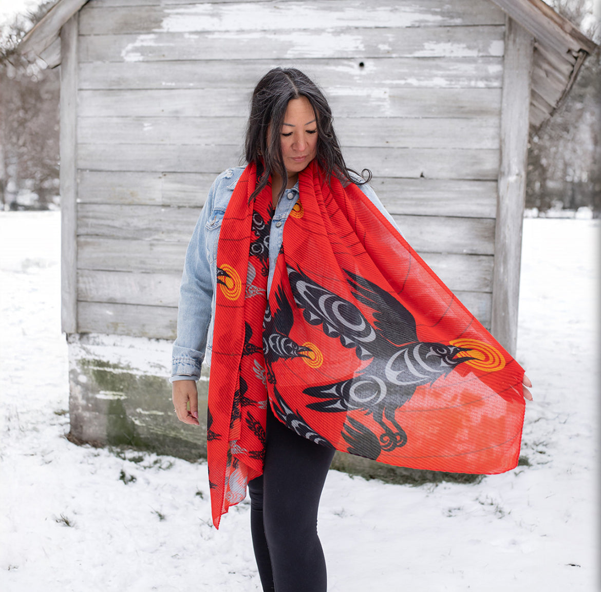 Indigenous Art Ribbed Eco Scarf