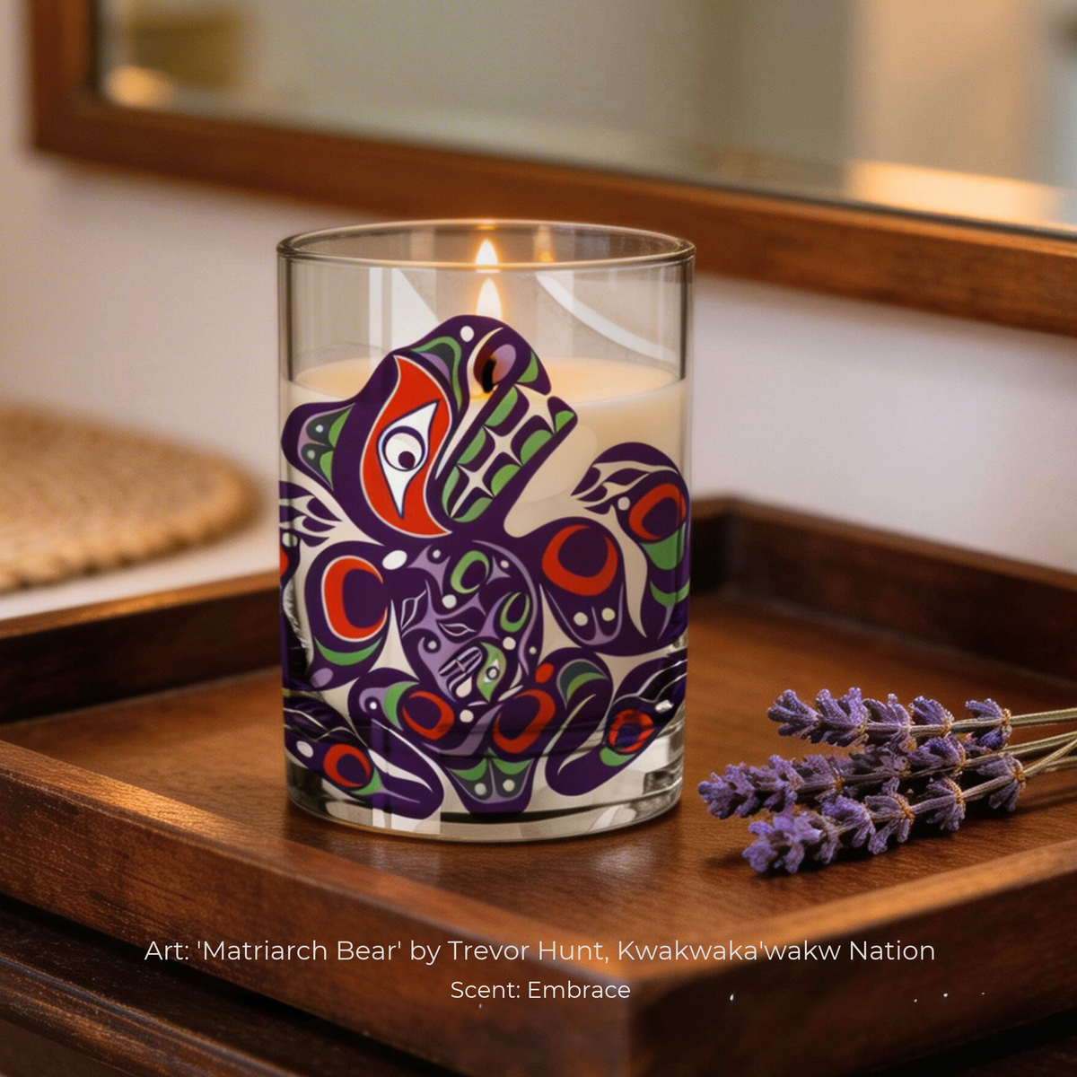 Scented Candle with 'Matriarch Bear' by Trevor Hunt (Kwakwaka'wakw Nation)