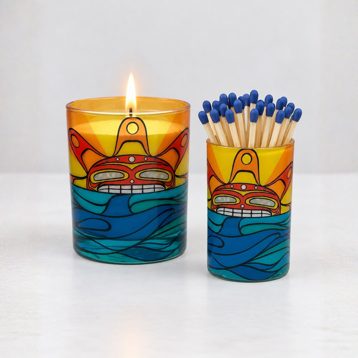 Orca & Sun Match Holder | Michelle Stoney, Gitxsan and Cree artist