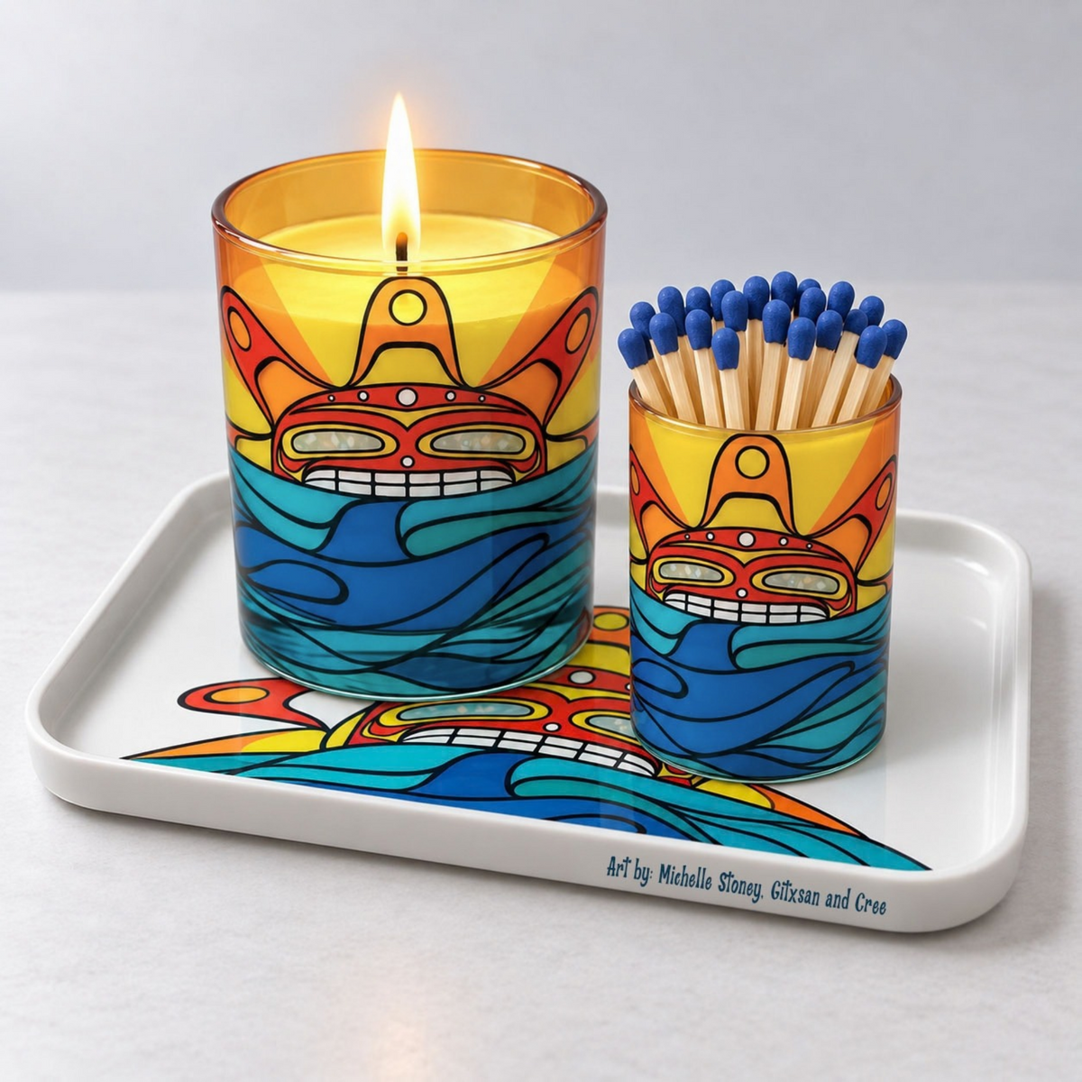 Orca & Sun Tray | Michelle Stoney, Gitxsan and Cree artist
