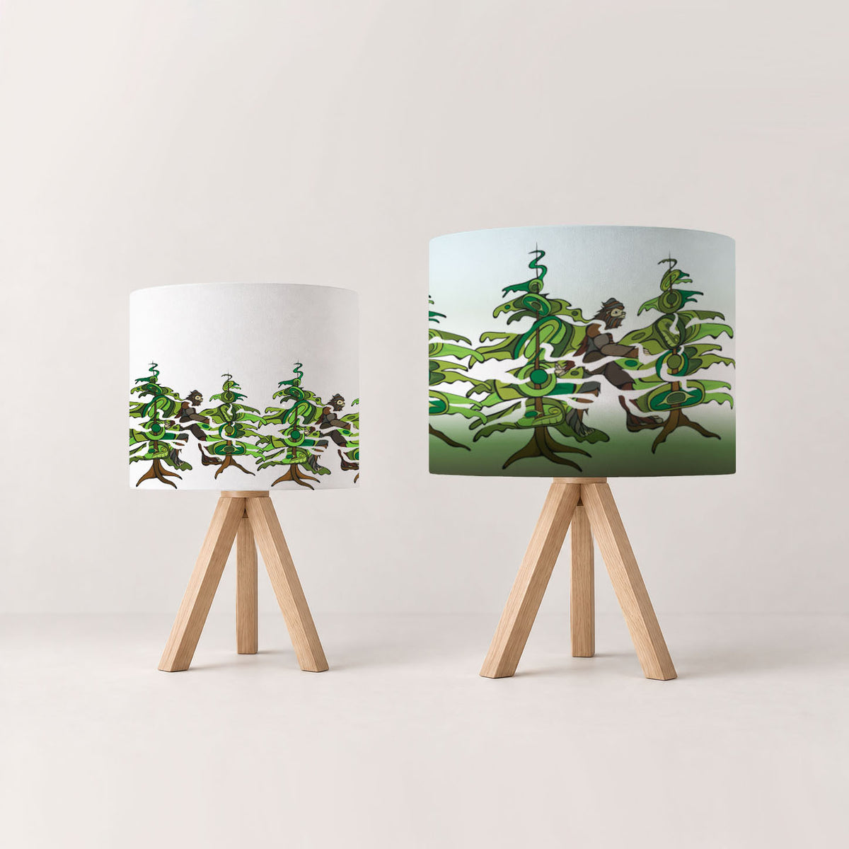 Sasquatch Cotton Drum Lampshade | Michelle Stoney, Gitxsan and Cree