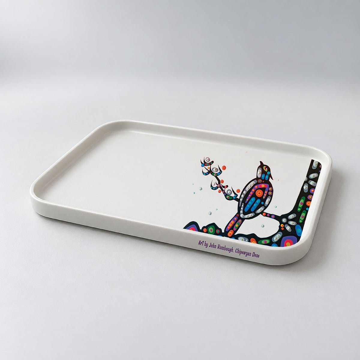 Decorative tray featuring John Rombough's Birds artwork.