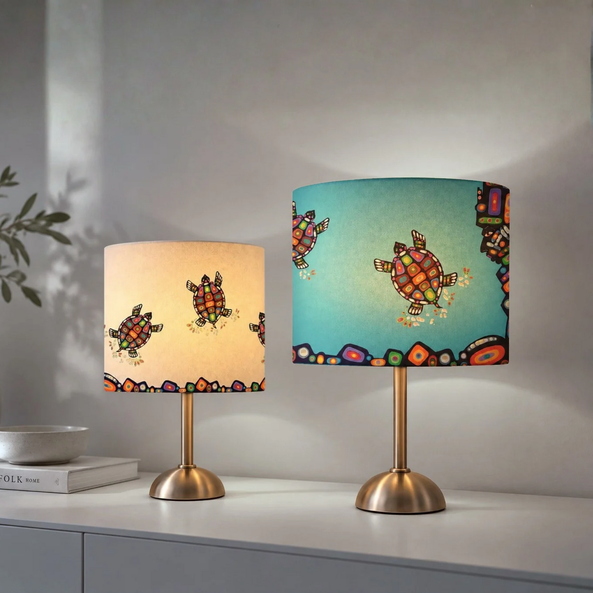 Turtle Cotton Drum Lampshade | John Rombough, Chipewyan Dene