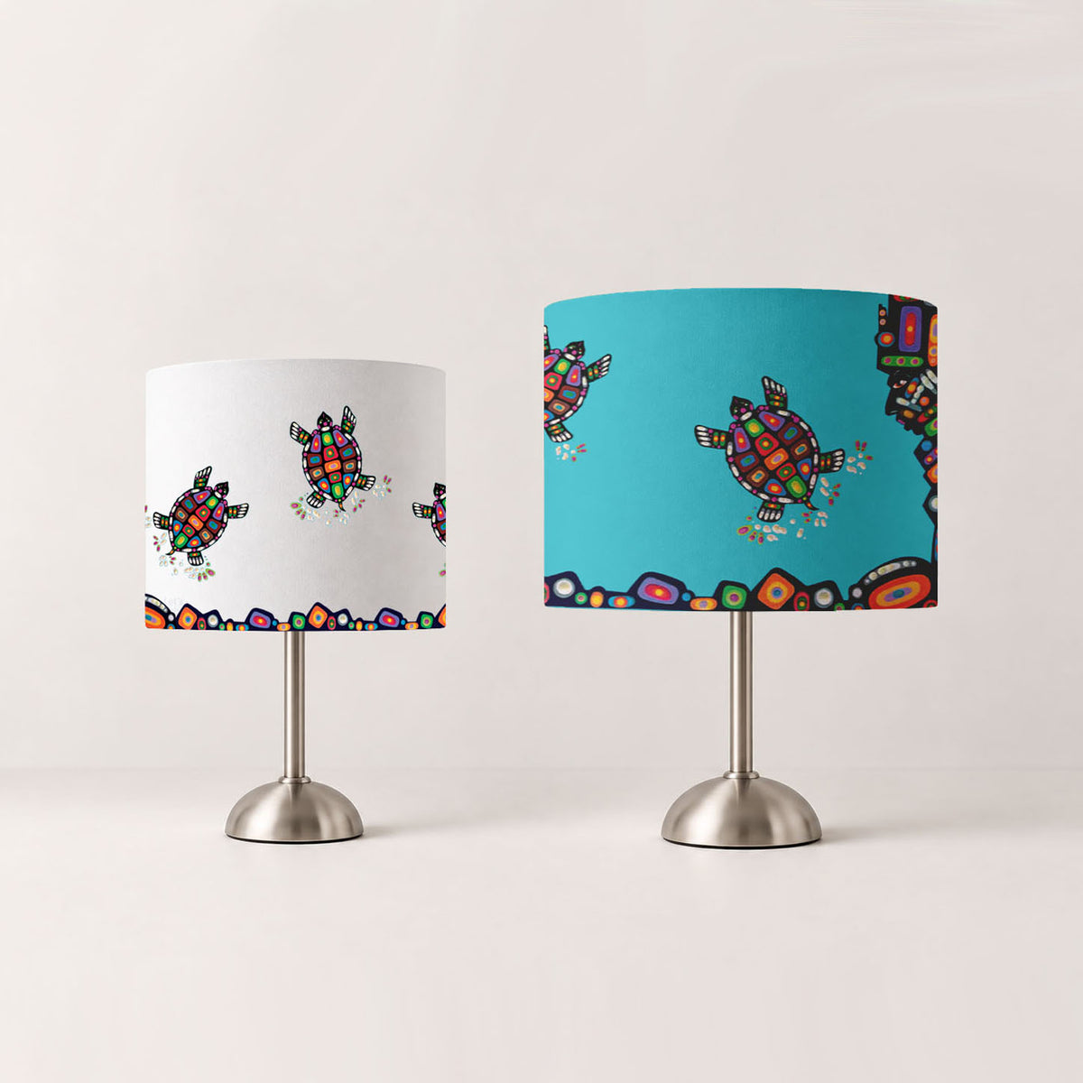Turtle Cotton Drum Lampshade | John Rombough, Chipewyan Dene