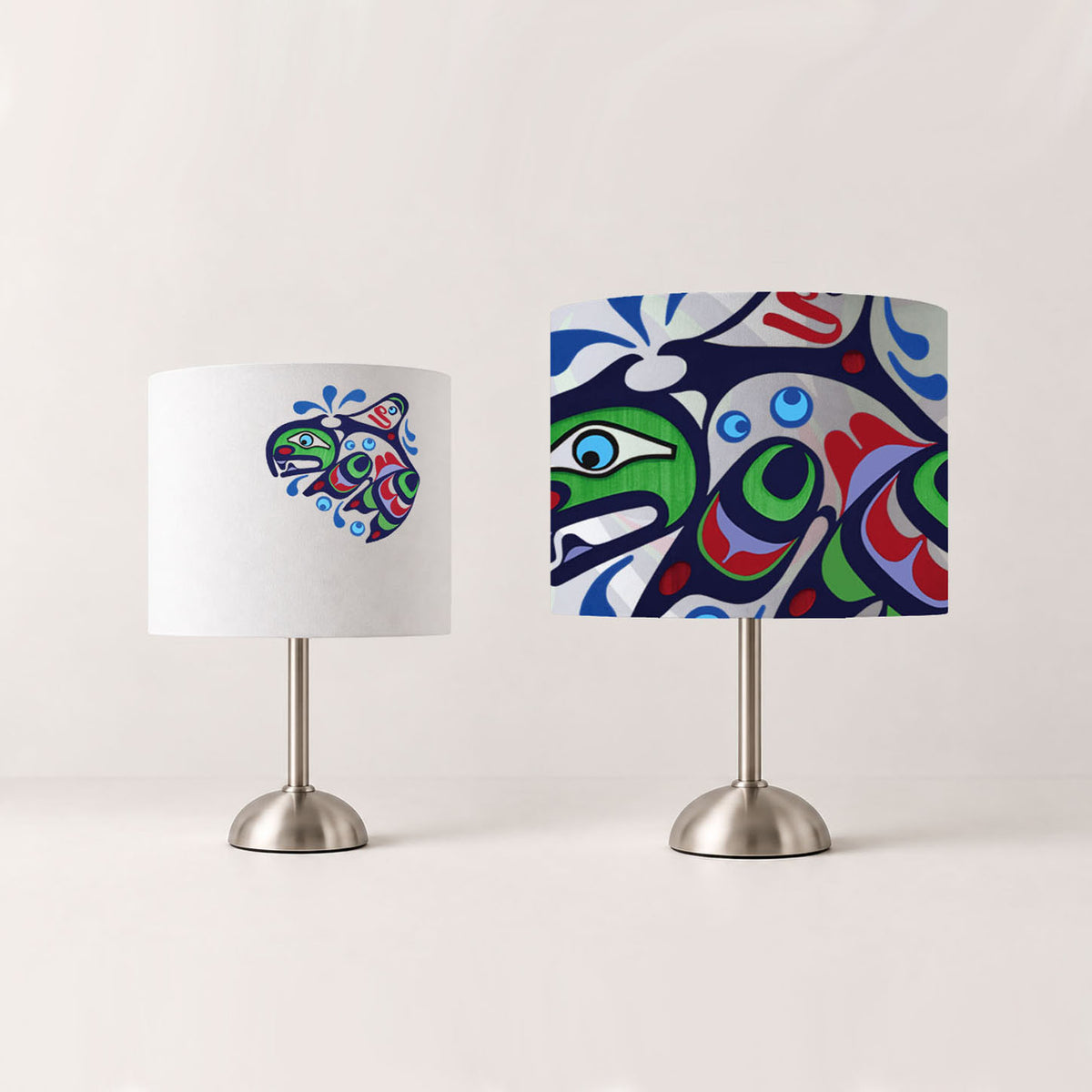 Whale Cotton Drum Lampshade | Trevor Hunt, Kwakwaka'wakw