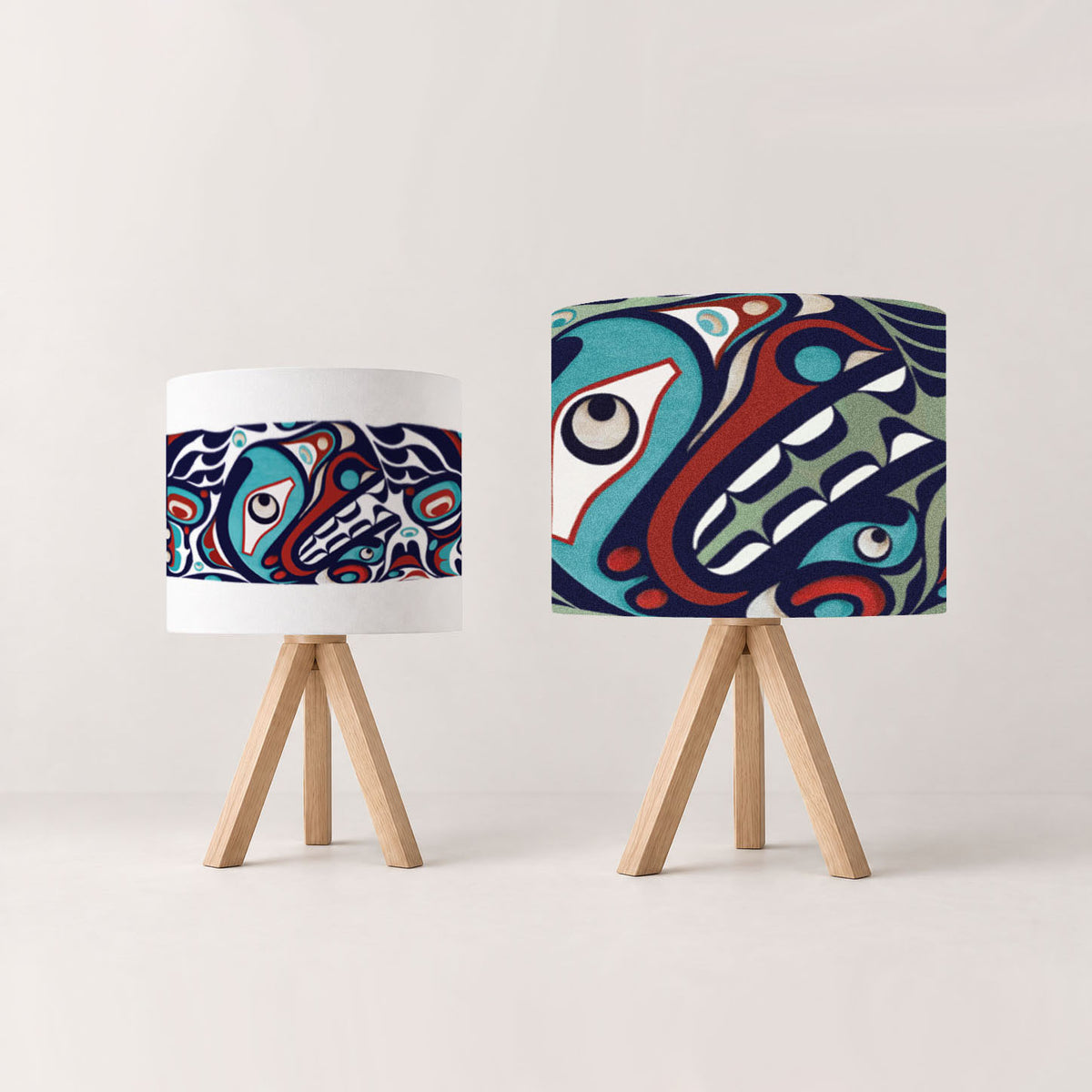 Wolf Cotton Drum Lampshade | Trevor Hunt, Kwakwaka'wakw